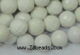 CAG713 15.5 inches 12mm faceted round white agate gemstone beads