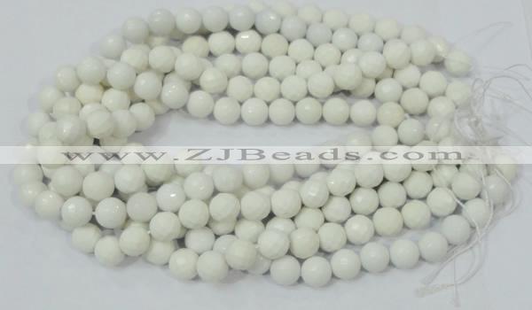 CAG713 15.5 inches 12mm faceted round white agate gemstone beads