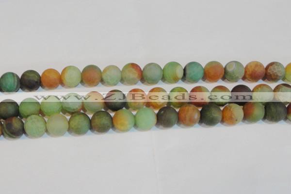CAG7171 15.5 inches 14mm round matte rainbow agate gemstone beads