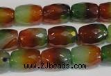 CAG7178 15.5 inches 8*12mm faceted drum rainbow agate gemstone beads