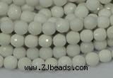 CAG7185 15.5 inches 3mm faceted round white agate gemstone beads