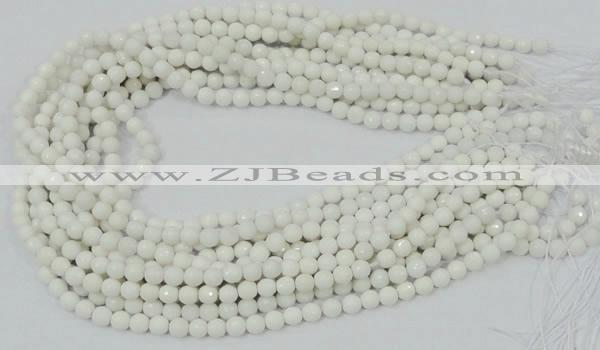 CAG7185 15.5 inches 3mm faceted round white agate gemstone beads