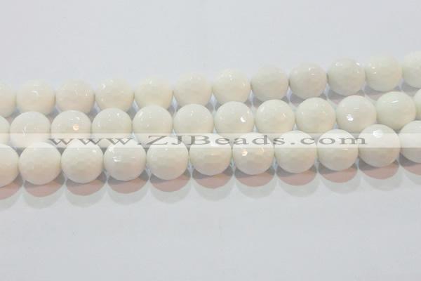 CAG7187 15.5 inches 18mm faceted round white agate gemstone beads