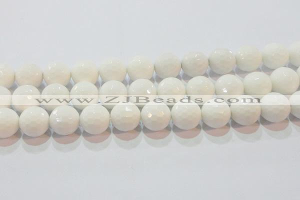 CAG7188 15.5 inches 20mm faceted round white agate gemstone beads