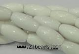 CAG719 15.5 inches 10*20mm rice white agate gemstone beads wholesale