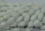 CAG720 15.5 inches 6*8mm faceted rice white agate gemstone beads