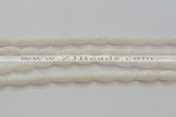 CAG7205 15.5 inches 8*16mm rice white agate gemstone beads