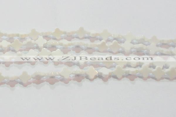 CAG7217 15.5 inches 10*10mm flower white agate gemstone beads