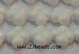 CAG7220 15.5 inches 12*12mm carved flower white agate gemstone beads