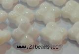 CAG7222 15.5 inches 16*16mm carved flower white agate gemstone beads