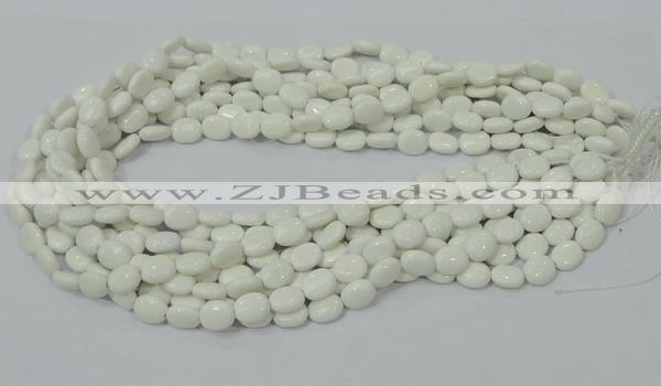CAG723 15.5 inches 8*10mm oval white agate gemstone beads wholesale