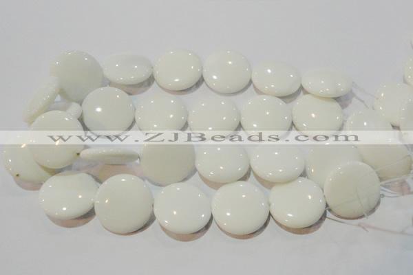 CAG7252 15.5 inches 12mm flat round white agate gemstone beads