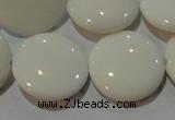 CAG7254 15.5 inches 16mm flat round white agate gemstone beads