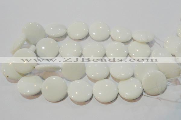 CAG7255 15.5 inches 18mm flat round white agate gemstone beads