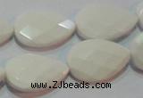 CAG7265 15.5 inches 12*16mm faceted flat teardrop white agate beads