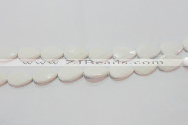 CAG7266 15.5 inches 13*18mm faceted flat teardrop white agate beads