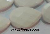 CAG7269 15.5 inches 20*30mm faceted flat teardrop white agate beads