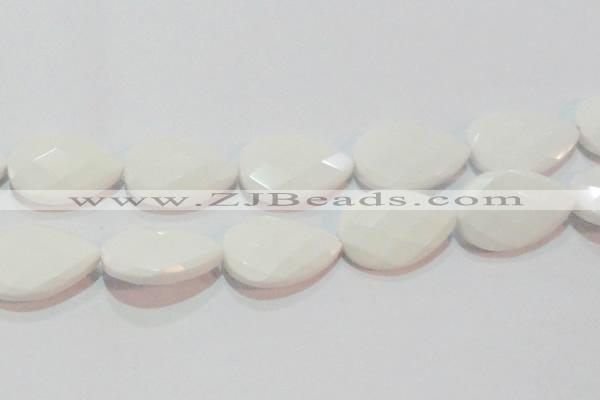 CAG7270 15.5 inches 30*40mm faceted flat teardrop white agate beads