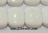 CAG7275 15.5 inches 18*25mm rectangle double drilled white agate beads