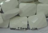 CAG728 15.5 inches 18*25mm twisted faceted rectangle white agate beads