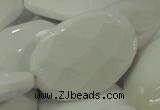 CAG731 15.5 inches 30*45mm faceted freeform white agate beads
