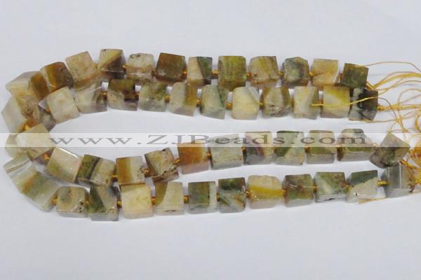 CAG7382 15.5 inches 11*12mm - 13*14mm cube dragon veins agate beads