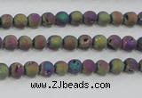 CAG7448 15.5 inches 4mm round plated druzy agate beads wholesale