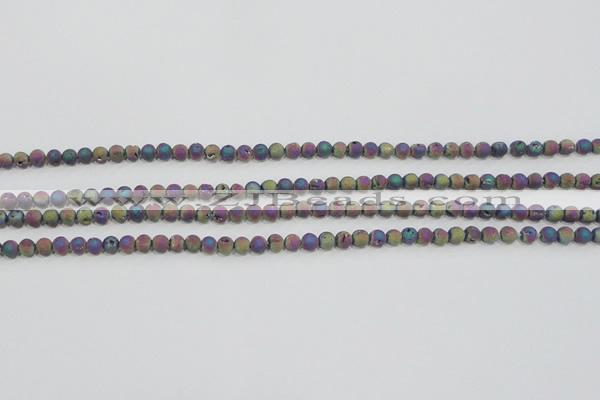 CAG7448 15.5 inches 4mm round plated druzy agate beads wholesale