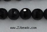 CAG7453 15.5 inches 10mm faceted round matte black agate beads
