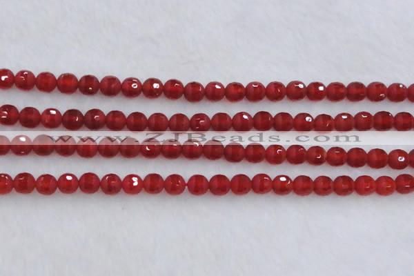 CAG7456 15.5 inches 6mm faceted round matte red agate beads