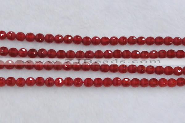 CAG7456 15.5 inches 6mm faceted round matte red agate beads