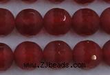 CAG7459 15.5 inches 12mm faceted round matte red agate beads