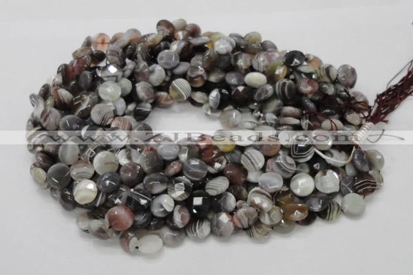 CAG752 15.5 inches 12mm faceted coin botswana agate beads wholesale