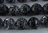 CAG7604 15.5 inches 12mm faceted round frosted agate beads wholesale