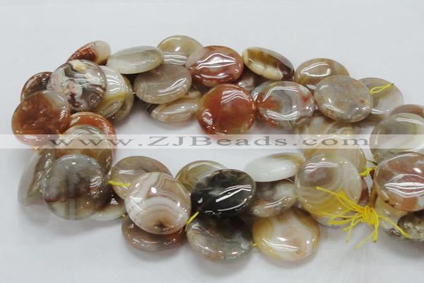 CAG779 15.5 inches 30mm flat round yellow agate gemstone beads