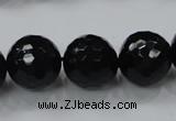 CAG7852 15.5 inches 16mm faceted round black agate beads wholesale