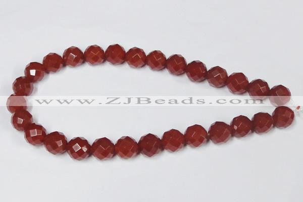CAG7864 15.5 inches 18mm faceted round red agate beads wholesale