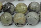 CAG7868 15.5 inches 18mm round silver needle agate beads