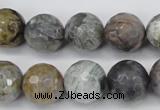 CAG7871 15.5 inches 16mm faceted round silver needle agate beads