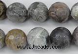 CAG7872 15.5 inches 18mm faceted round silver needle agate beads