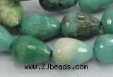 CAG7879 15.5 inches 13*18mm faceted teardrop grass agate beads