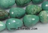 CAG7880 15.5 inches 15*20mm faceted teardrop grass agate beads