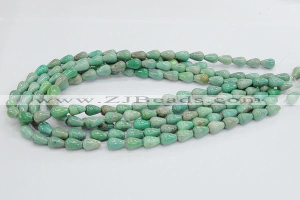 CAG7894 15.5 inches 6*10mm teardrop grass agate beads wholesale