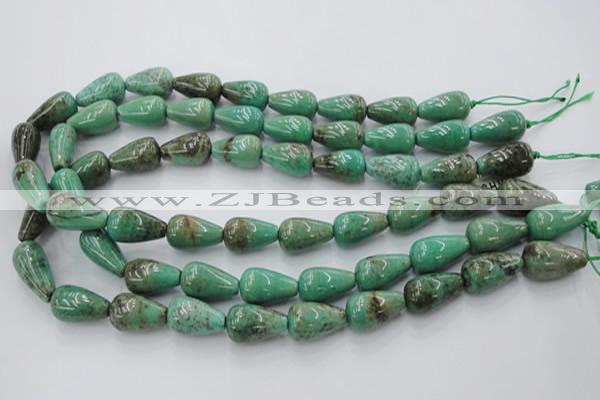 CAG7900 15.5 inches 15*20mm teardrop grass agate beads wholesale