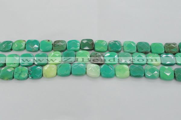 CAG7913 15.5 inches 15*15mm faceted square grass agate beads