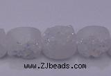 CAG7945 7.5 inches 8*10mm oval plated white druzy agate beads