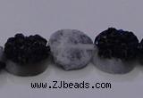 CAG7951 7.5 inches 8*10mm oval plated white druzy agate beads