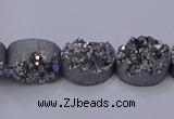 CAG7953 7.5 inches 8*10mm oval plated white druzy agate beads