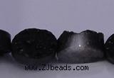 CAG7955 7.5 inches 10*14mm oval plated white druzy agate beads