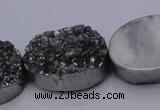 CAG7963 7.5 inches 15*20mm oval plated white druzy agate beads